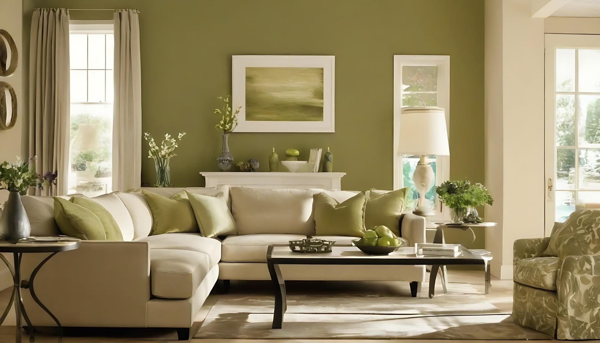 Olive Green and Cream Wall Color