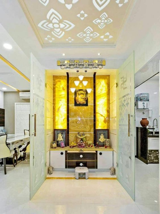 Glassdoor Pooja room design