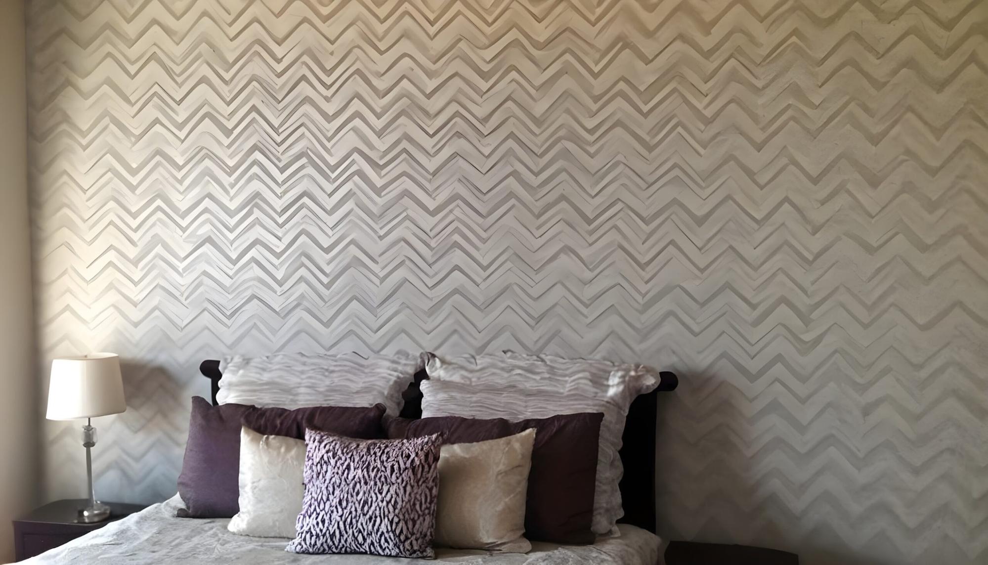 zig-zag-wall-texture-paint-on-bed-room-wall