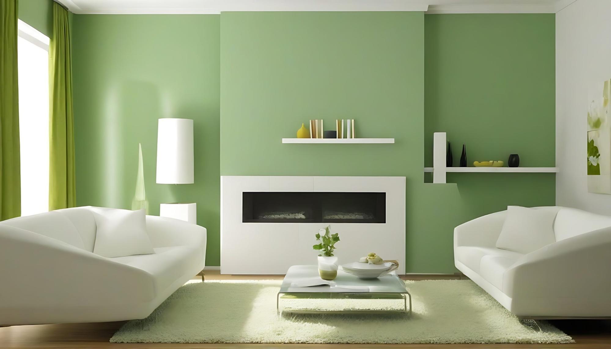 Green and white Wall Color