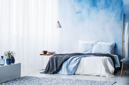 Blue and White ombre effect paint on the wall