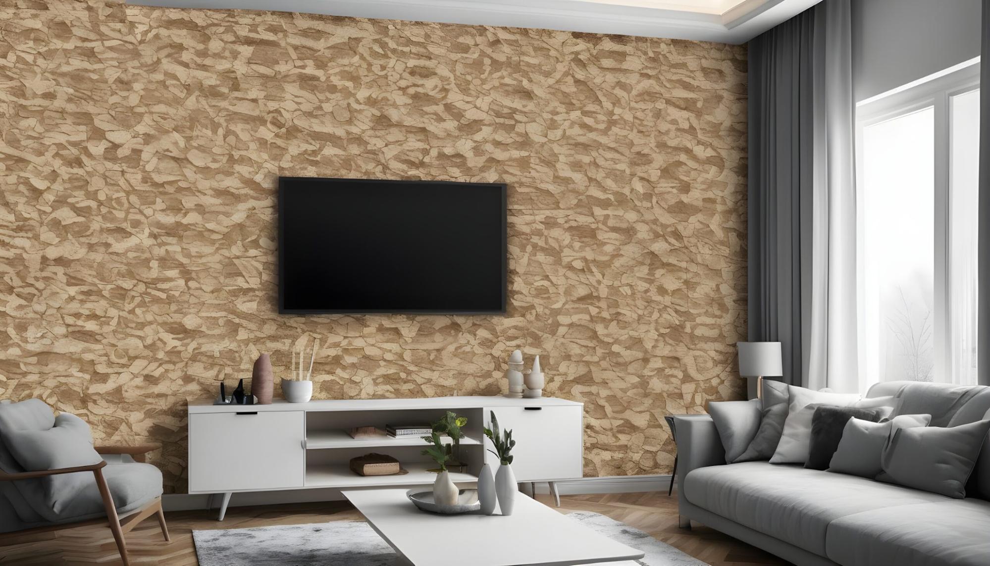 Abstract Texture Design wallpaper on living room wall